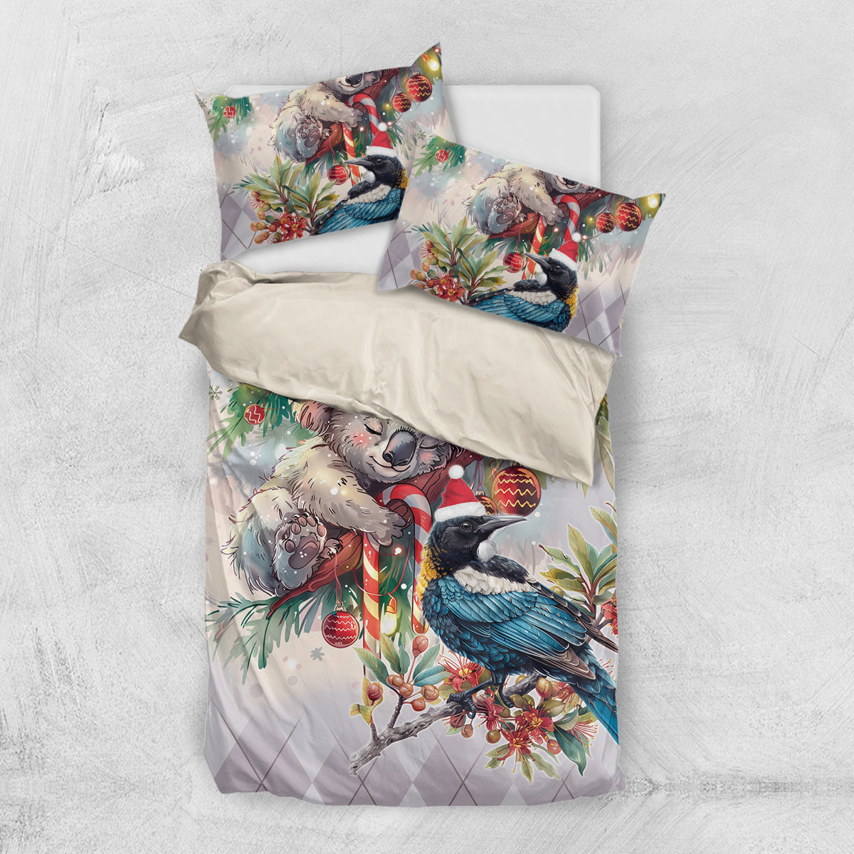 Koala and Tui Bird Christmas in July Bedding Set