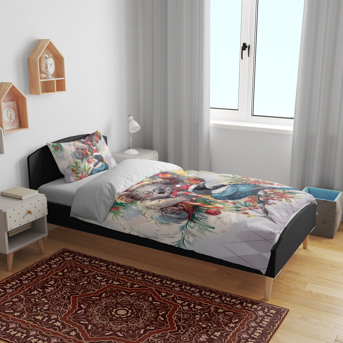 Koala and Tui Bird Christmas in July Bedding Set