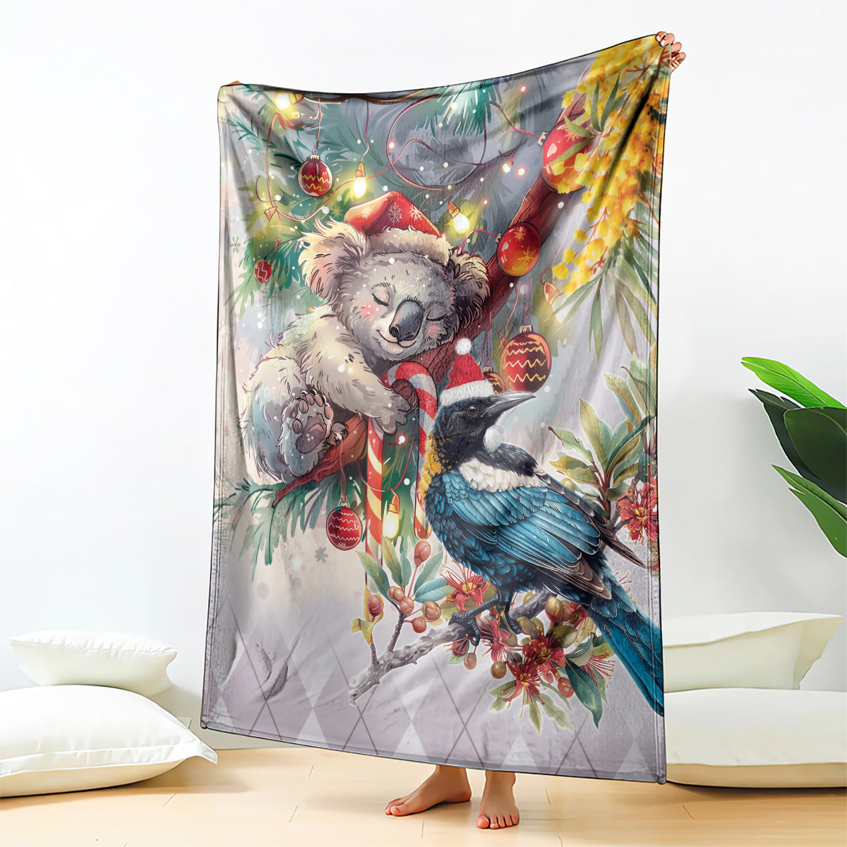 Koala and Tui Bird Christmas in July Blanket