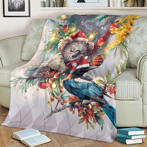 Koala and Tui Bird Christmas in July Blanket