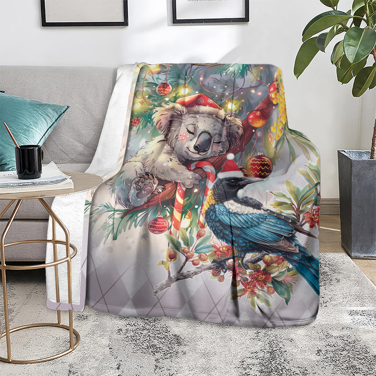 Koala and Tui Bird Christmas in July Blanket