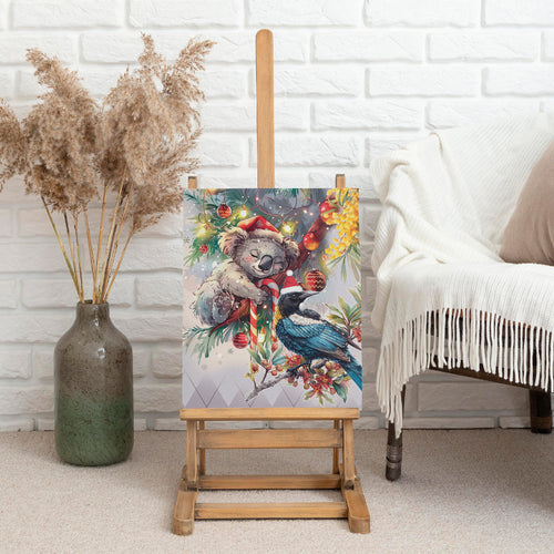Koala and Tui Bird Christmas in July Canvas Wall Art