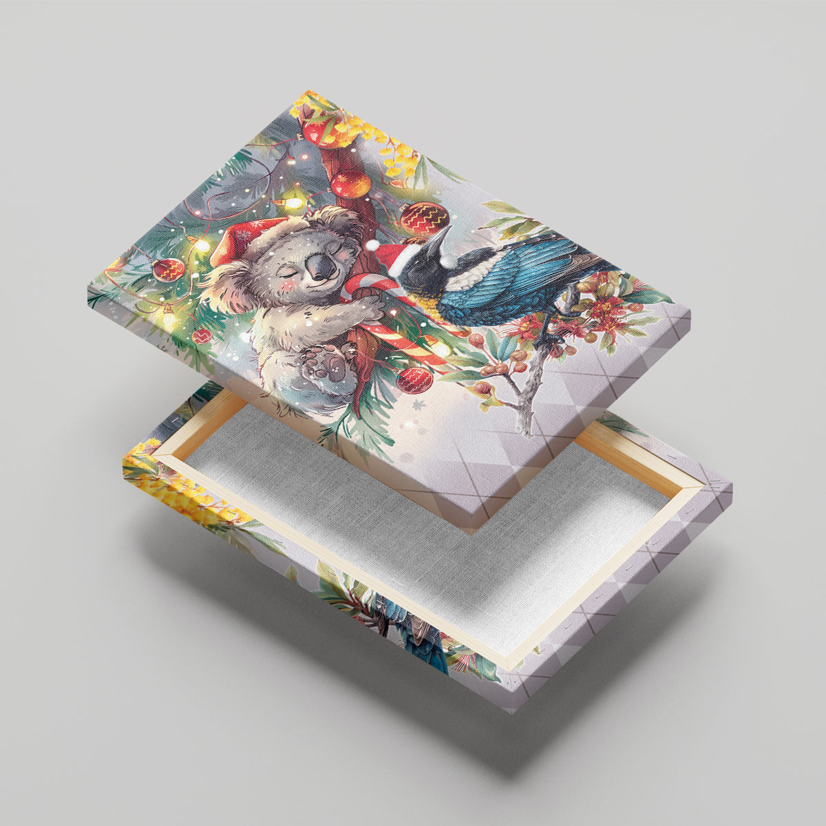Koala and Tui Bird Christmas in July Canvas Wall Art