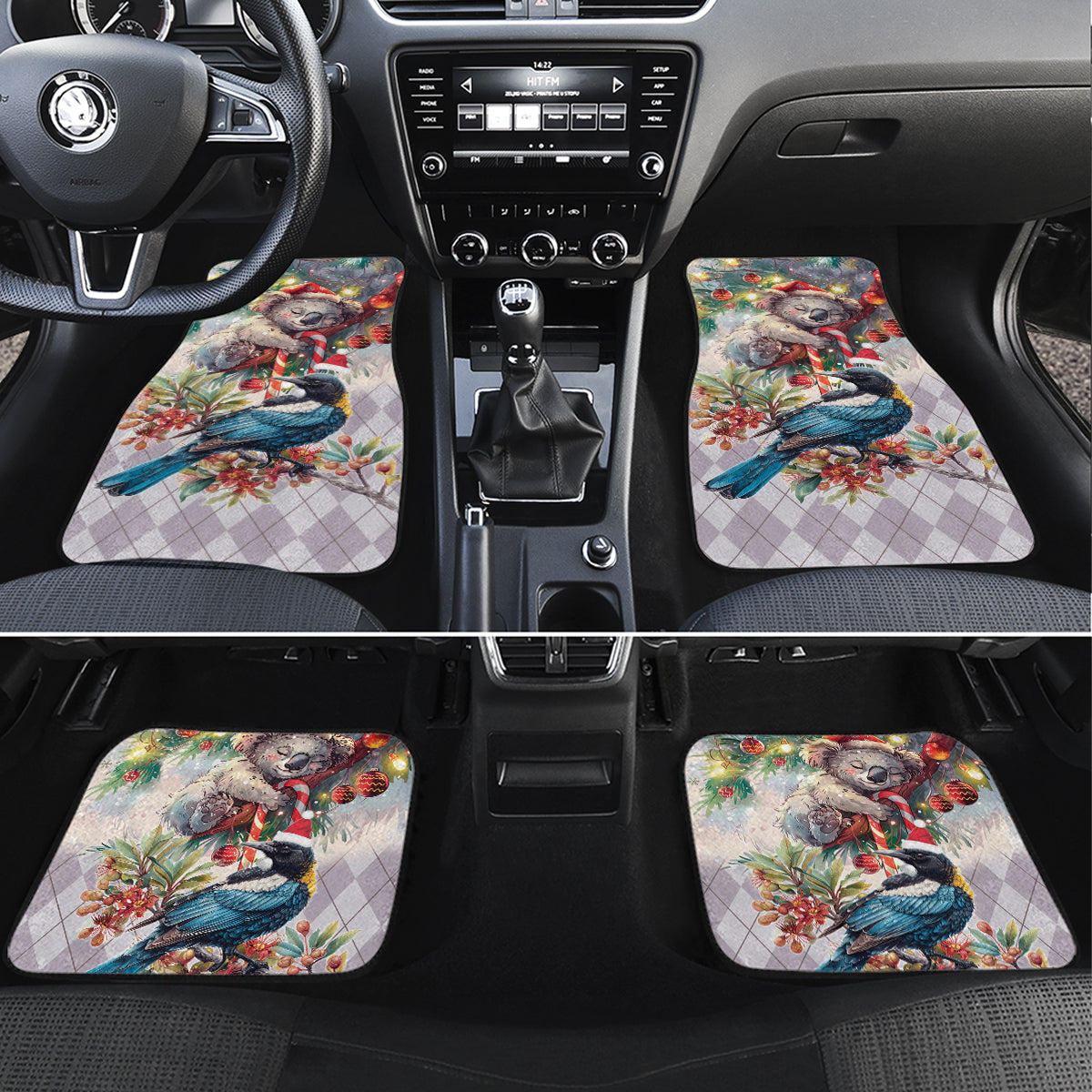 Koala and Tui Bird Christmas in July Car Mats