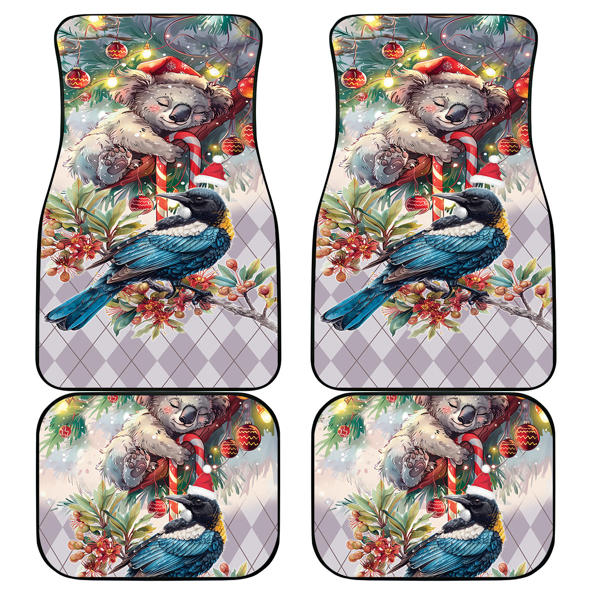 Koala and Tui Bird Christmas in July Car Mats