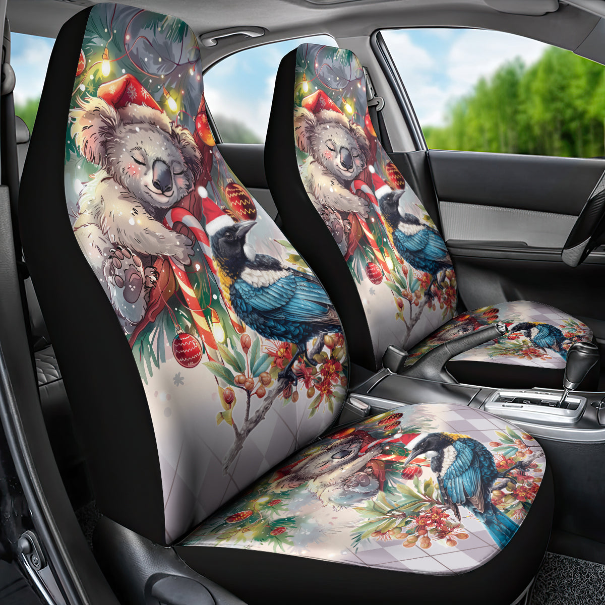 Koala and Tui Bird Christmas in July Car Seat Cover