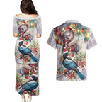Koala and Tui Bird Christmas in July Couples Matching Puletasi and Hawaiian Shirt