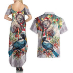 Koala and Tui Bird Christmas in July Couples Matching Summer Maxi Dress and Hawaiian Shirt