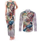 Koala and Tui Bird Christmas in July Couples Matching Tank Maxi Dress and Long Sleeve Button Shirt