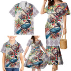Koala and Tui Bird Christmas in July Family Matching Mermaid Dress and Hawaiian Shirt