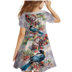 Koala and Tui Bird Christmas in July Family Matching Mermaid Dress and Hawaiian Shirt
