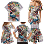 Koala and Tui Bird Christmas in July Family Matching Mermaid Dress and Hawaiian Shirt