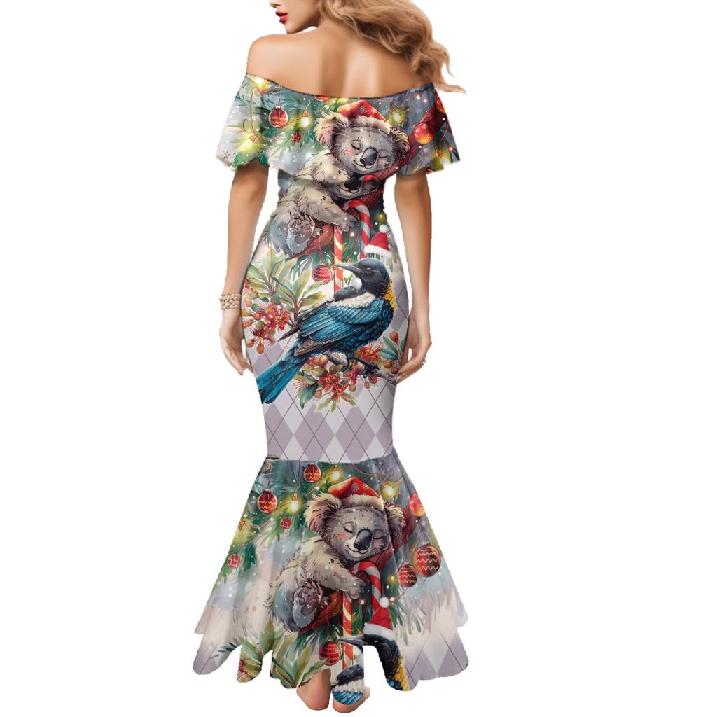 Koala and Tui Bird Christmas in July Family Matching Mermaid Dress and Hawaiian Shirt