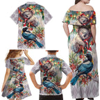 Koala and Tui Bird Christmas in July Family Matching Off Shoulder Maxi Dress and Hawaiian Shirt