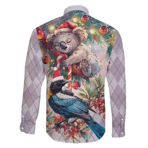 Koala and Tui Bird Christmas in July Family Matching Off Shoulder Maxi Dress and Hawaiian Shirt