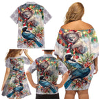 Koala and Tui Bird Christmas in July Family Matching Off Shoulder Short Dress and Hawaiian Shirt