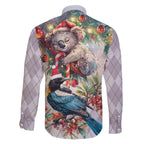 Koala and Tui Bird Christmas in July Family Matching Off Shoulder Short Dress and Hawaiian Shirt