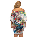 Koala and Tui Bird Christmas in July Family Matching Off Shoulder Short Dress and Hawaiian Shirt