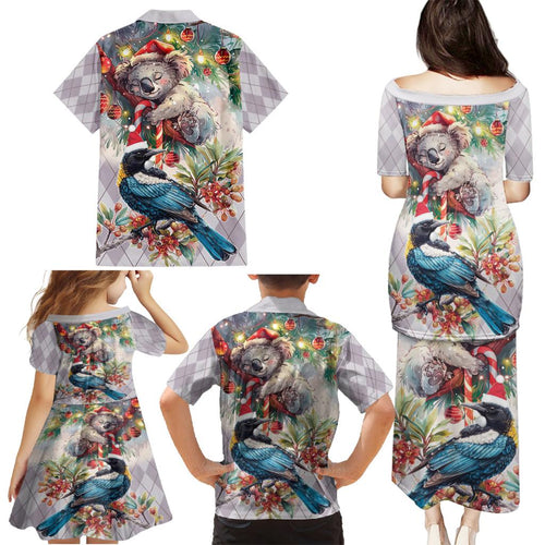 Koala and Tui Bird Christmas in July Family Matching Puletasi and Hawaiian Shirt