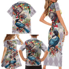 Koala and Tui Bird Christmas in July Family Matching Short Sleeve Bodycon Dress and Hawaiian Shirt