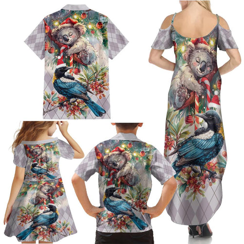 Koala and Tui Bird Christmas in July Family Matching Summer Maxi Dress and Hawaiian Shirt