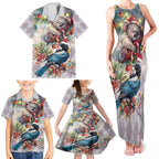Koala and Tui Bird Christmas in July Family Matching Tank Maxi Dress and Hawaiian Shirt