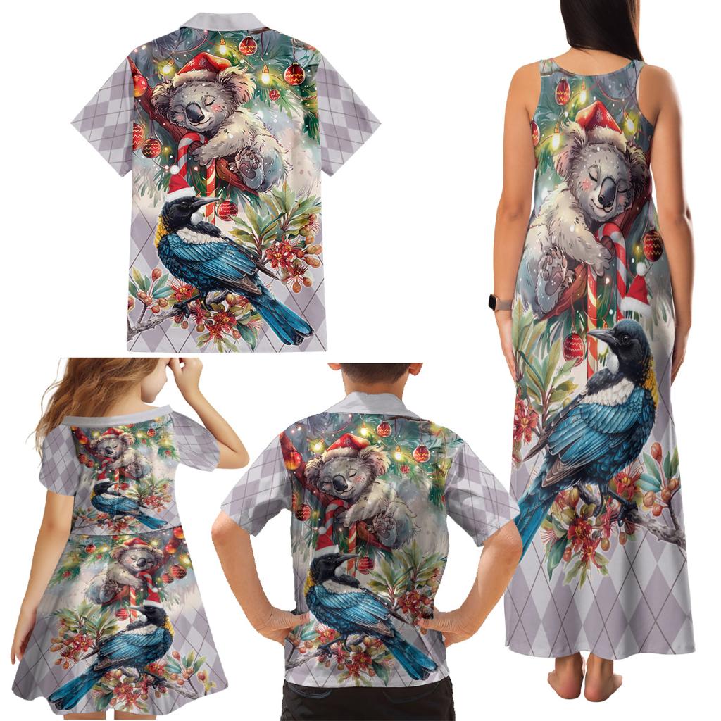 Koala and Tui Bird Christmas in July Family Matching Tank Maxi Dress and Hawaiian Shirt