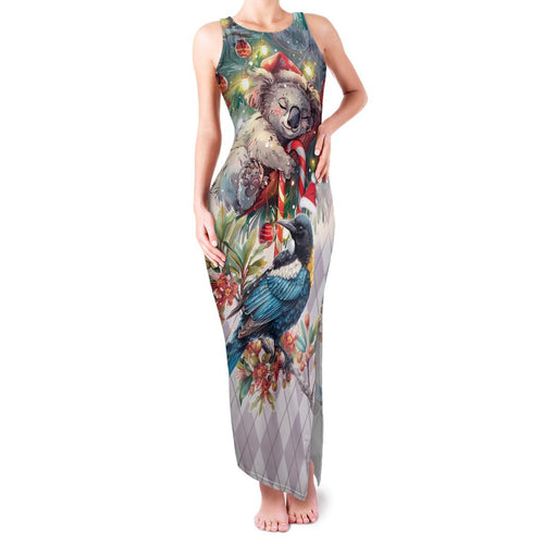 Koala and Tui Bird Christmas in July Family Matching Tank Maxi Dress and Hawaiian Shirt