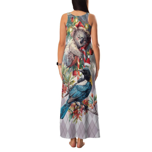 Koala and Tui Bird Christmas in July Family Matching Tank Maxi Dress and Hawaiian Shirt