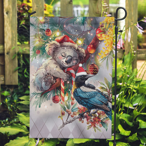 Koala and Tui Bird Christmas in July Garden Flag