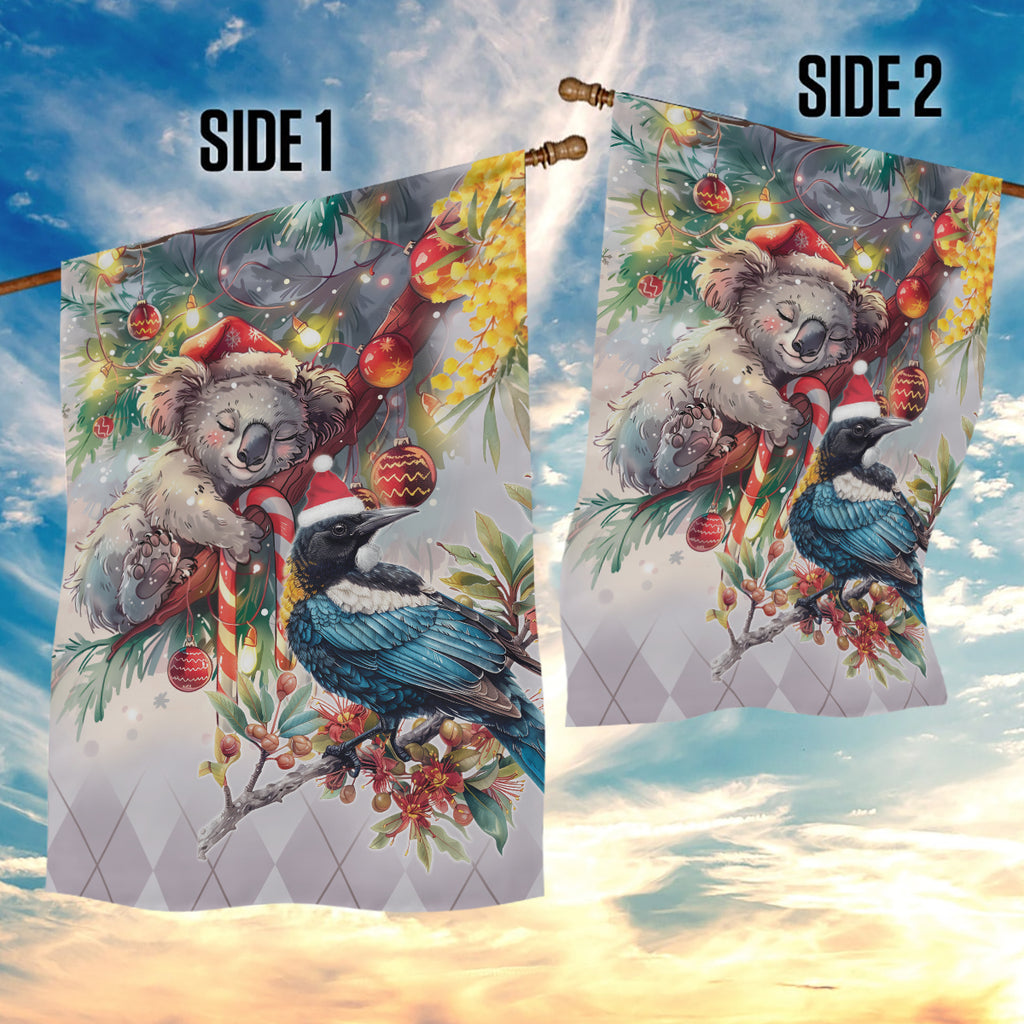 Koala and Tui Bird Christmas in July Garden Flag