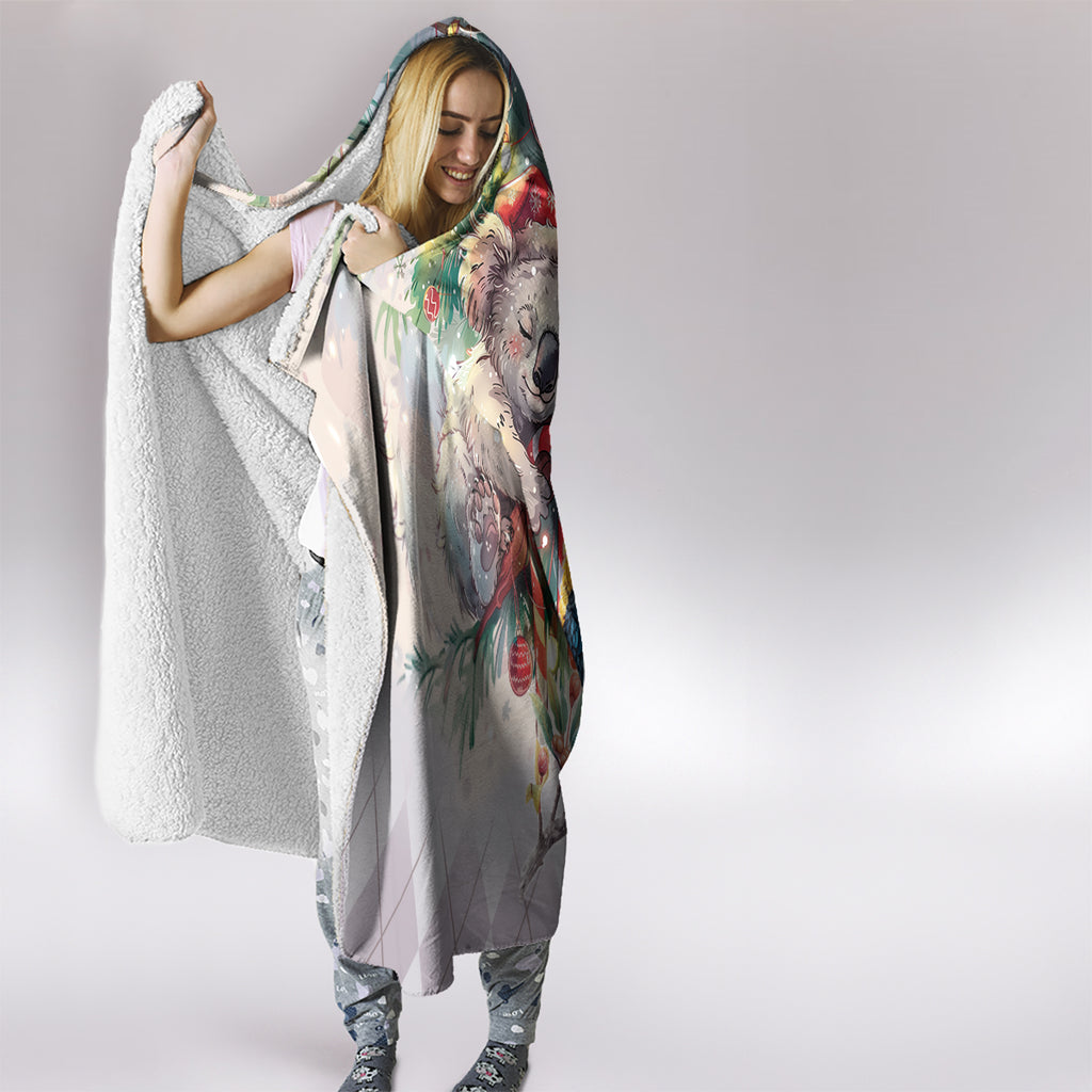 Koala and Tui Bird Christmas in July Hooded Blanket