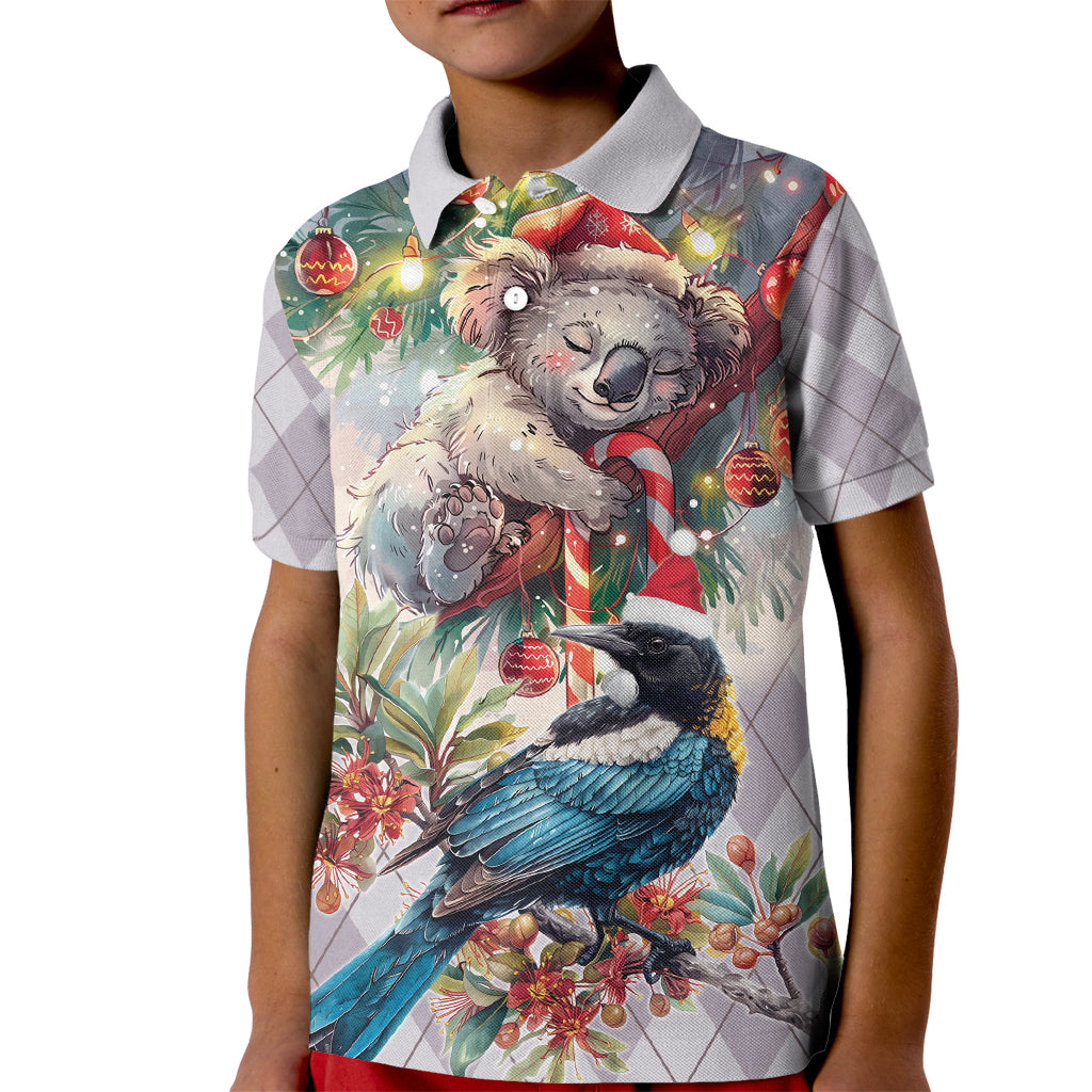 Koala and Tui Bird Christmas in July Kid Polo Shirt