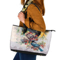 Koala and Tui Bird Christmas in July Leather Tote Bag