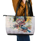 Koala and Tui Bird Christmas in July Leather Tote Bag
