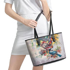 Koala and Tui Bird Christmas in July Leather Tote Bag