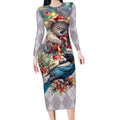 Koala and Tui Bird Christmas in July Long Sleeve Bodycon Dress