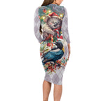 Koala and Tui Bird Christmas in July Long Sleeve Bodycon Dress