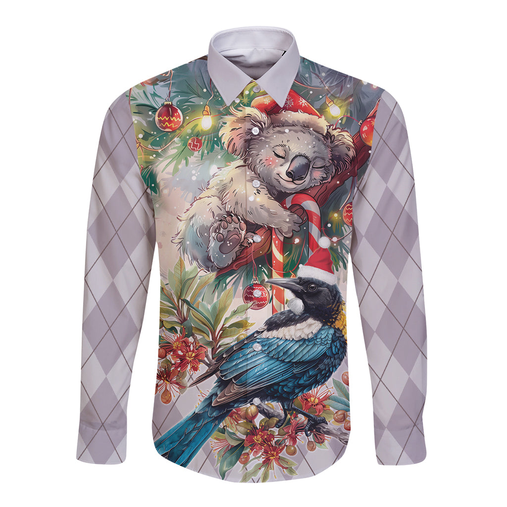 Koala and Tui Bird Christmas in July Long Sleeve Button Shirt