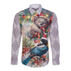 Koala and Tui Bird Christmas in July Long Sleeve Button Shirt