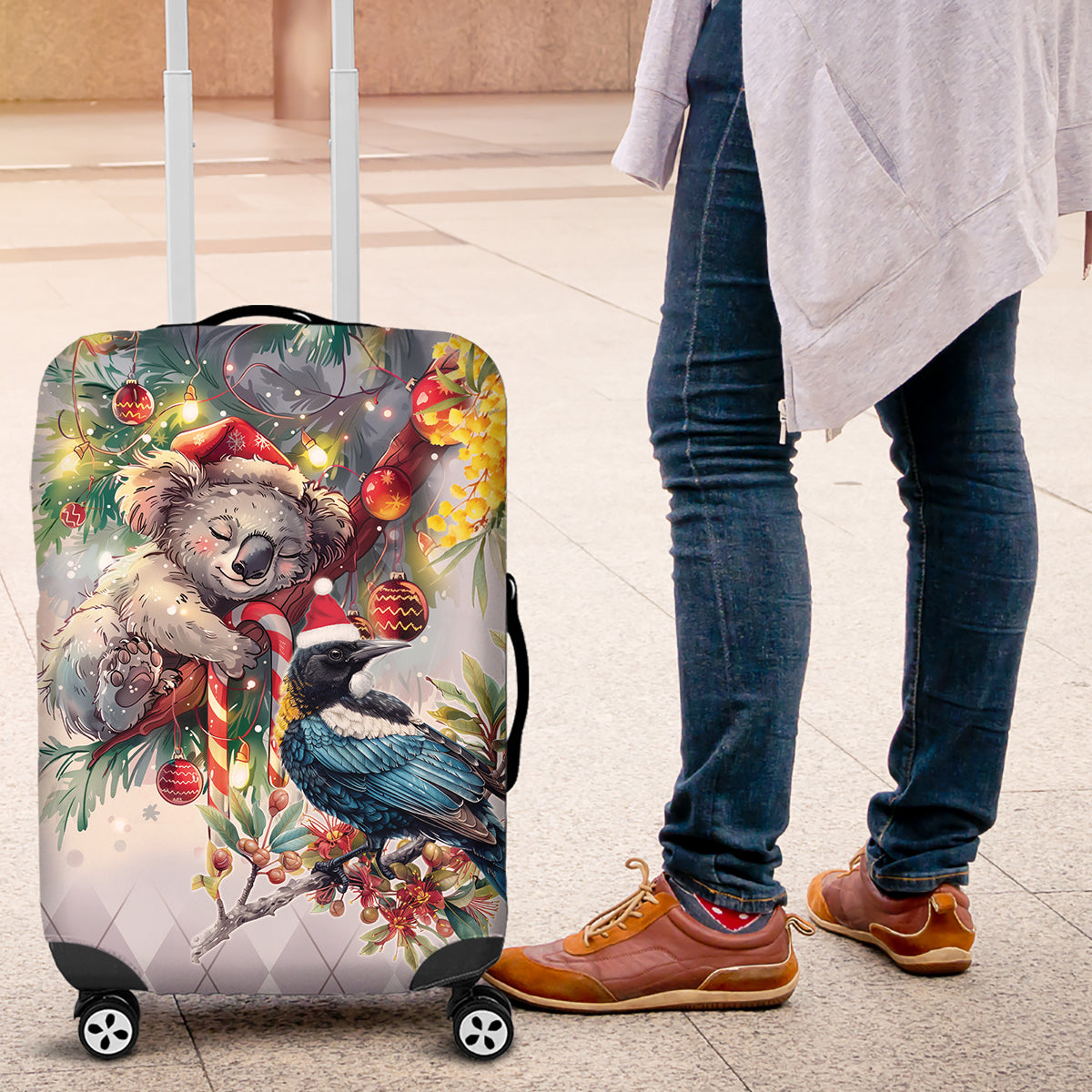 Koala and Tui Bird Christmas in July Luggage Cover