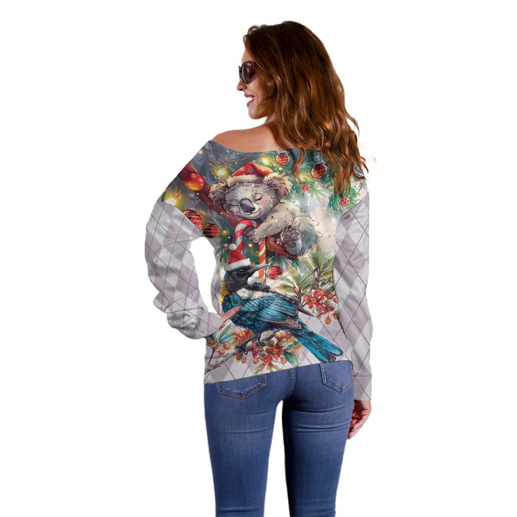 Koala and Tui Bird Christmas in July Off Shoulder Sweater