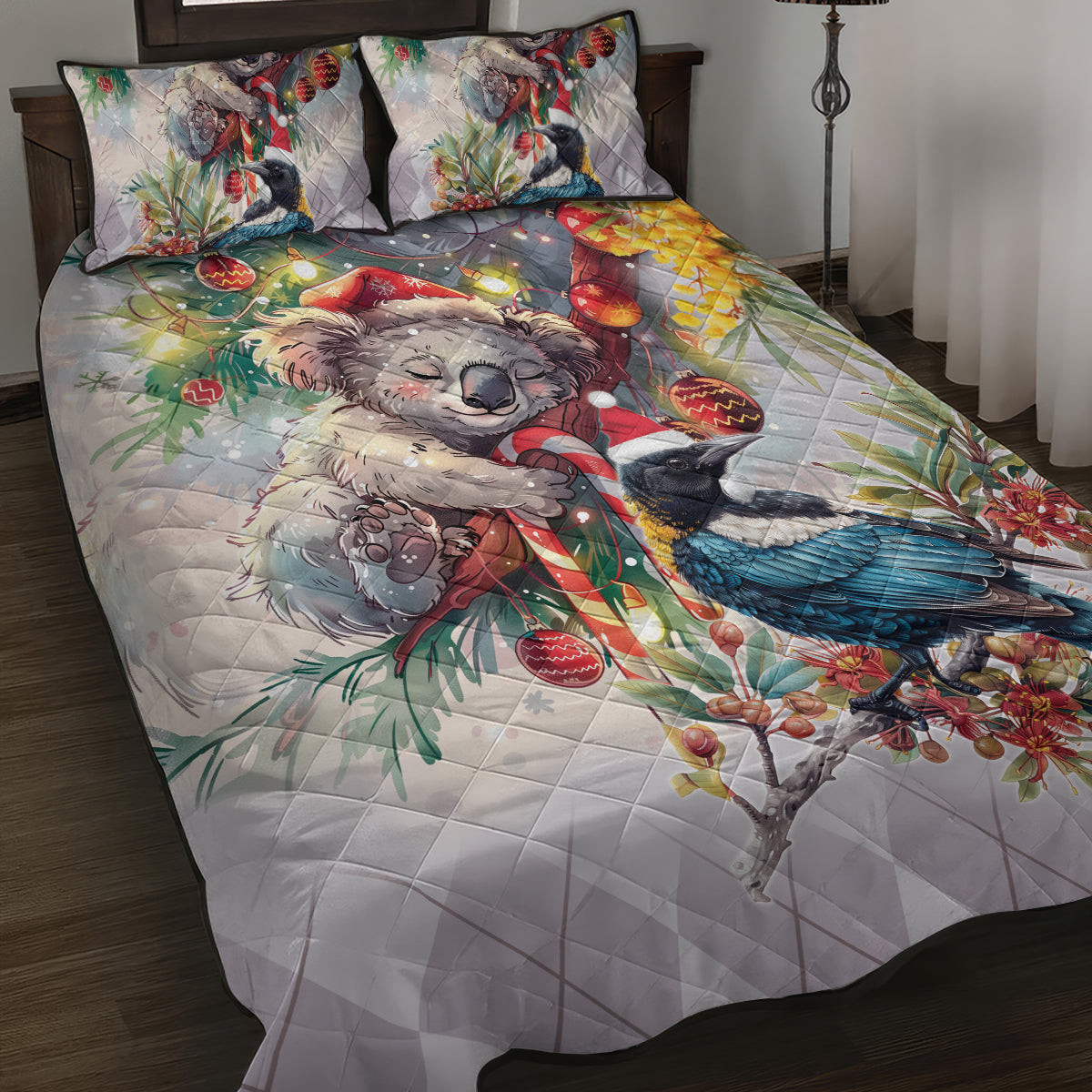 Koala and Tui Bird Christmas in July Quilt Bed Set