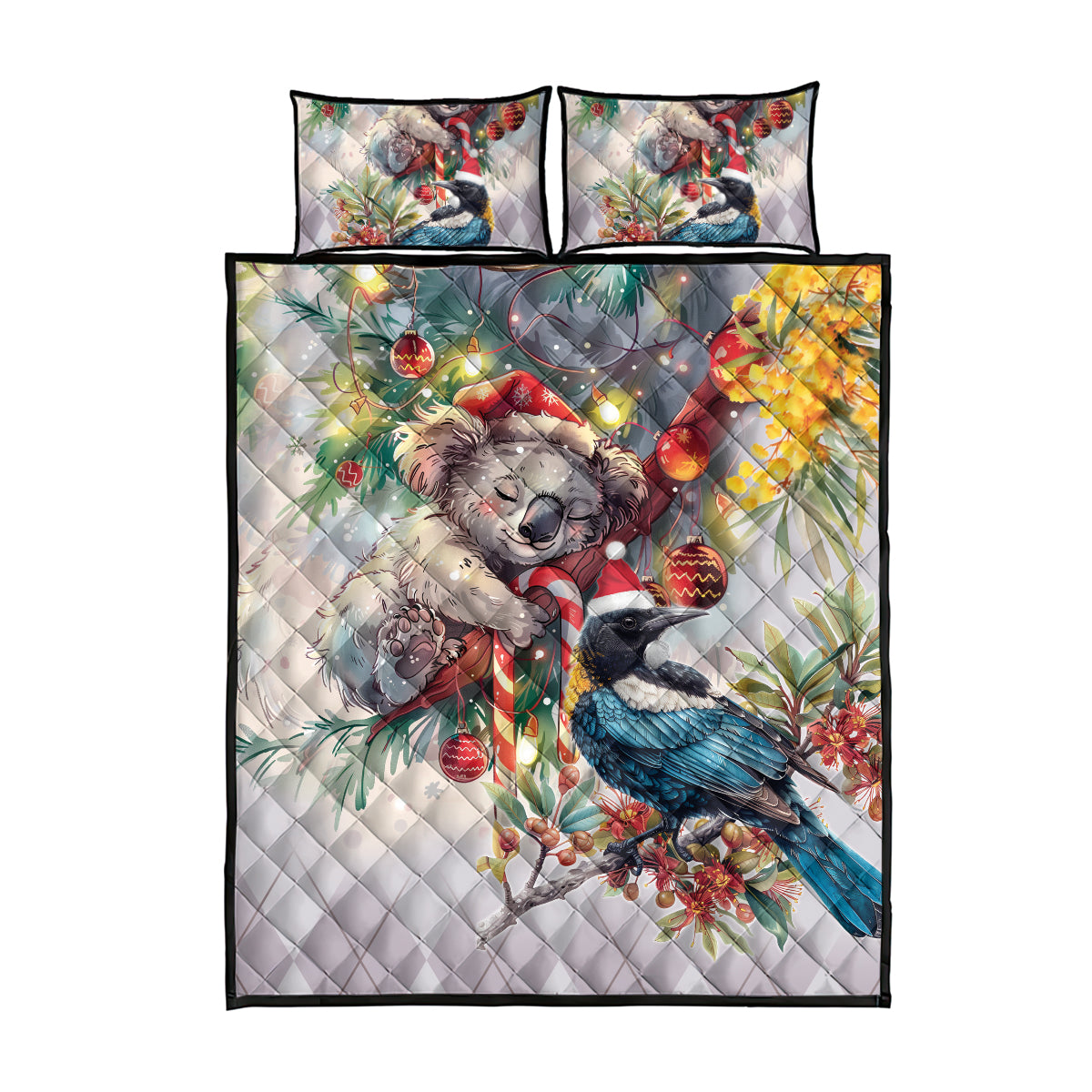 Koala and Tui Bird Christmas in July Quilt Bed Set