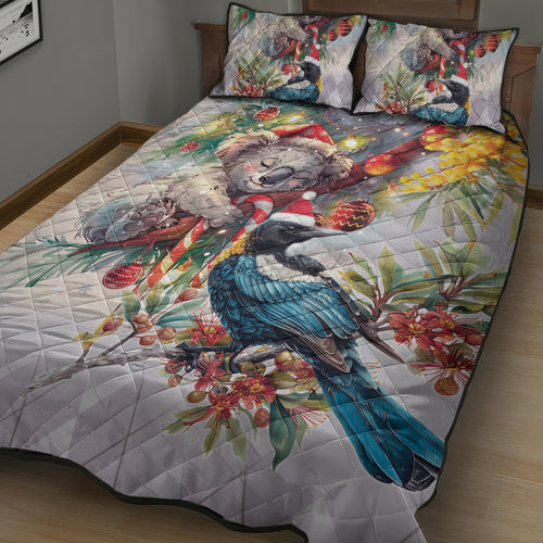 Koala and Tui Bird Christmas in July Quilt Bed Set