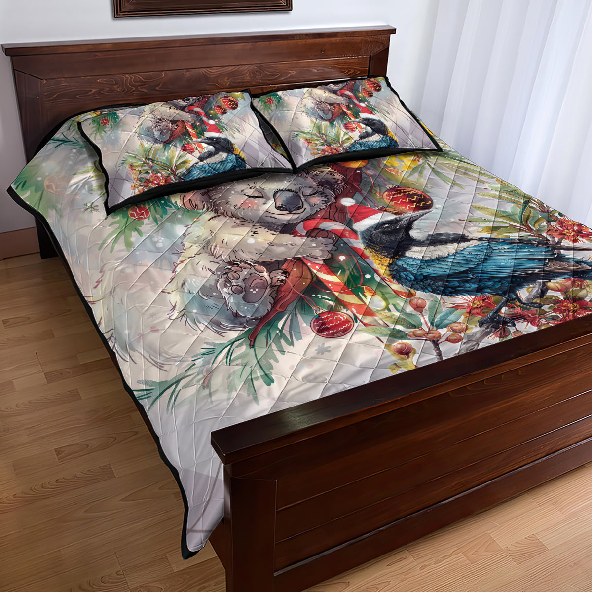 Koala and Tui Bird Christmas in July Quilt Bed Set