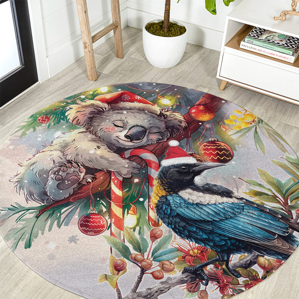 Koala and Tui Bird Christmas in July Round Carpet