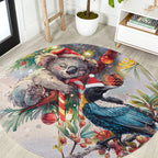 Koala and Tui Bird Christmas in July Round Carpet