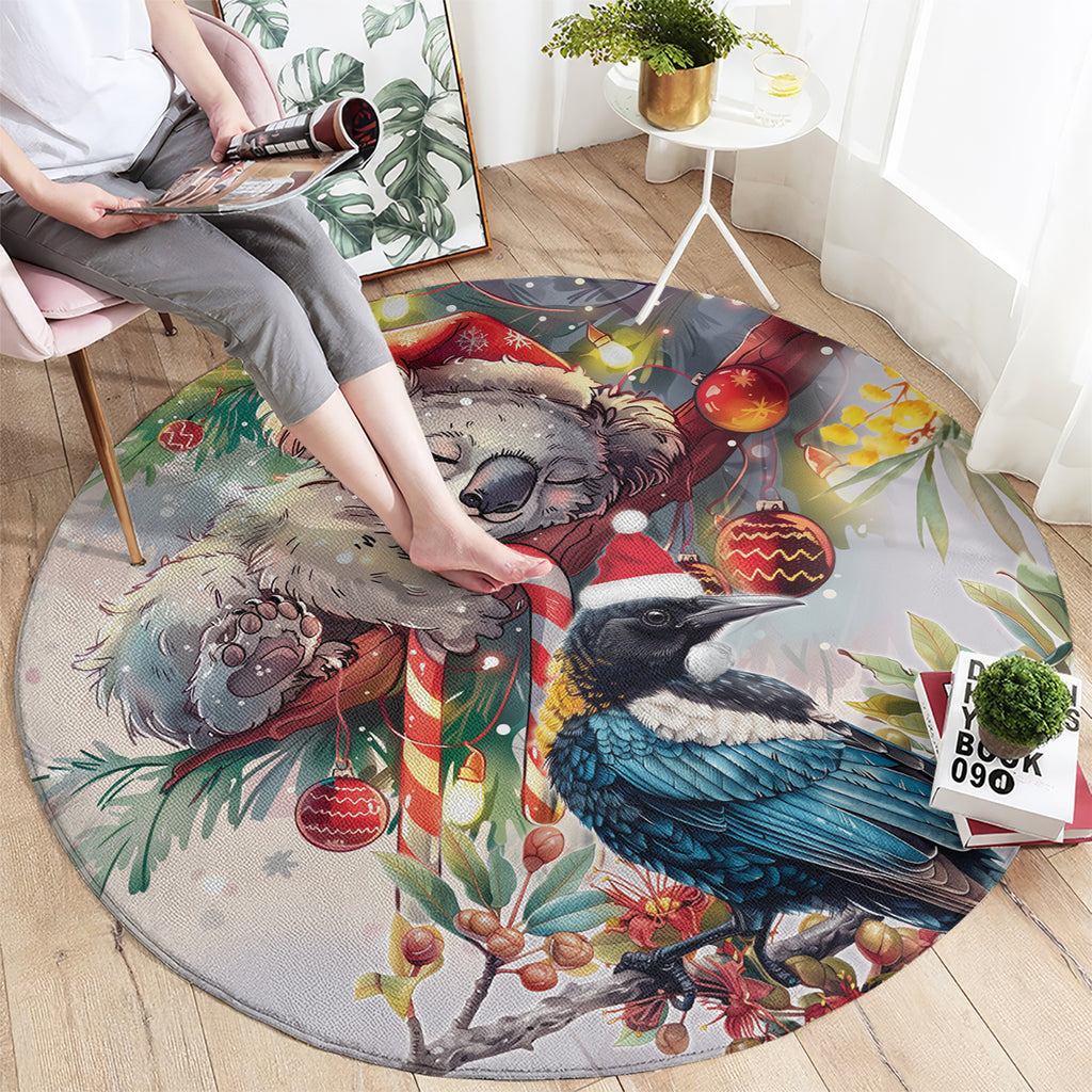 Koala and Tui Bird Christmas in July Round Carpet