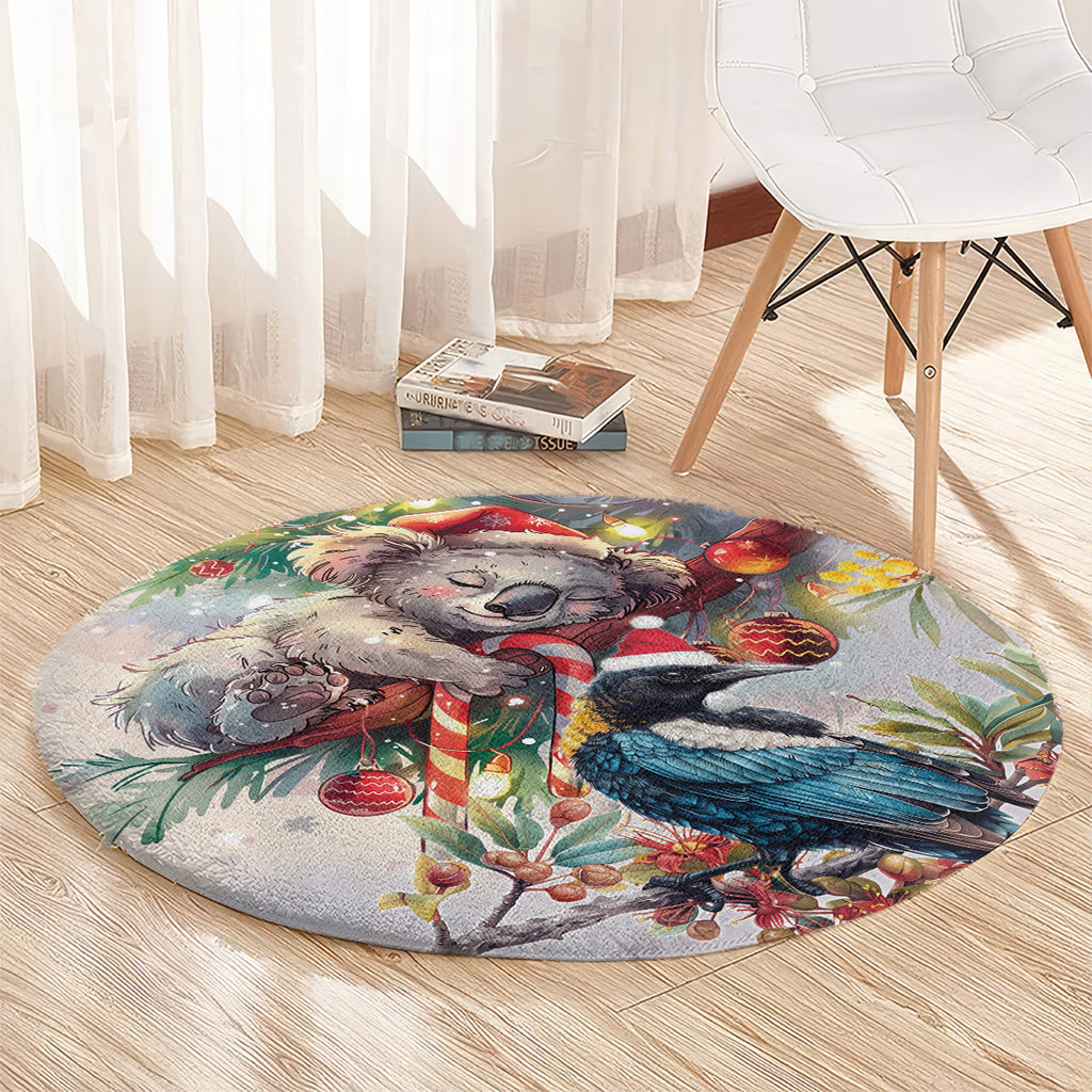 Koala and Tui Bird Christmas in July Round Carpet